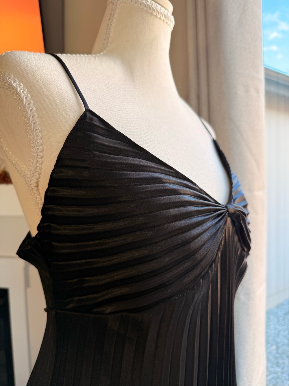 Linea Donatella Black Pleated Slip with Twist Front